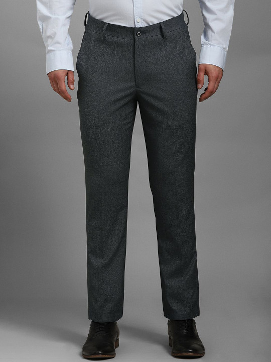 Louis Philippe Men Self Design Textured Slim Fit Formal Trousers