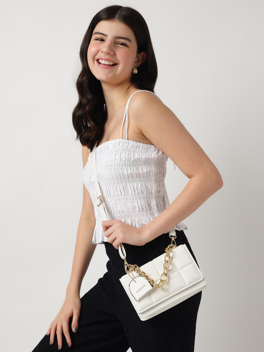 Fastrack Women Quilted Structured Sling Bag