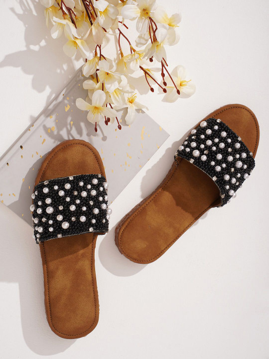 Froh Feet Women Embellished Open Toe Flats