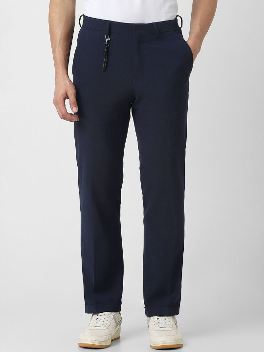 Van Heusen Men Textured Slim Fit Regular Trousers