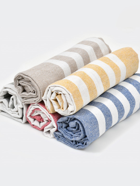 Aura 5Pcs White & Grey Striped Cotton Hand Towels
