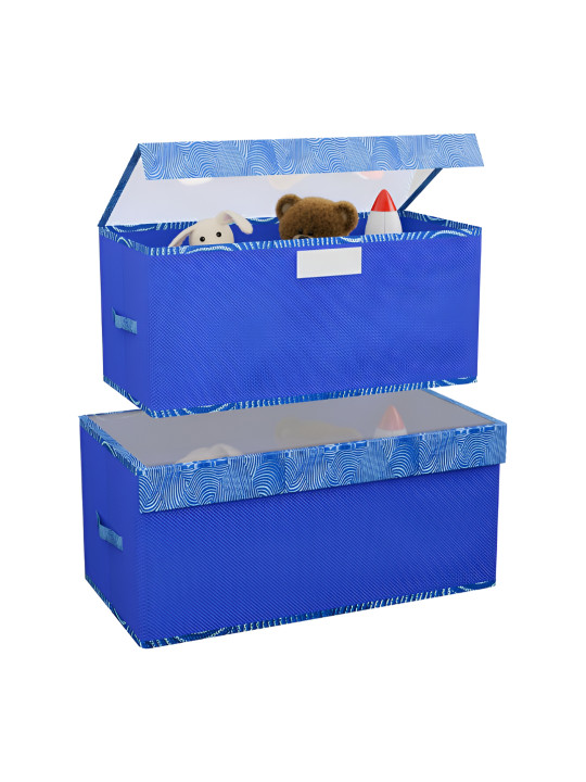Aura Blue 2 Pieces Foldable Organiser with Transparent Lid