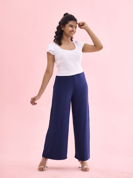 Go Colors Women Solid Western Wide Leg Palazzo