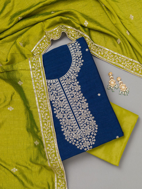 Koskii Women Raw Silk Unstitched Dress Material