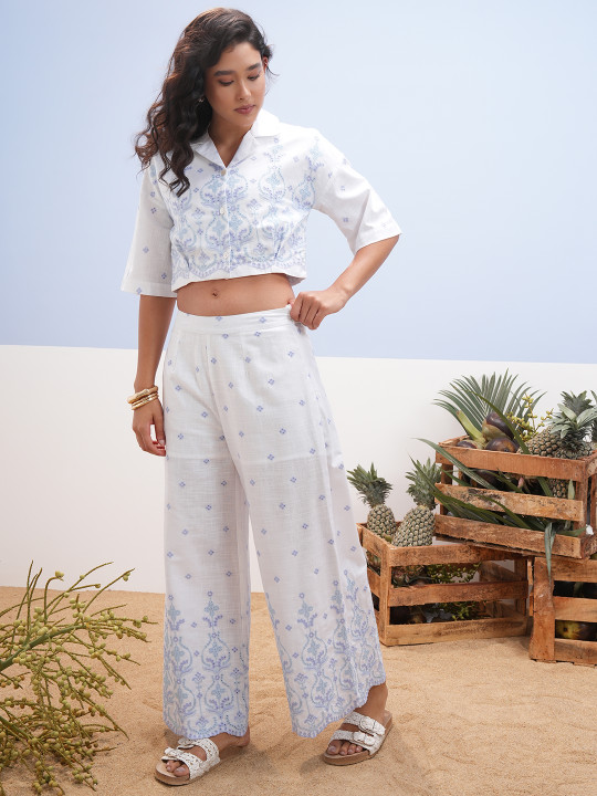 Vara By Vishudh Pure Cotton Schiffli Co-Ord Set