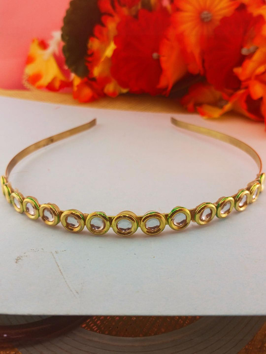 Vidhya Kangan Gold-Plated Stone Studded Sheeshphool