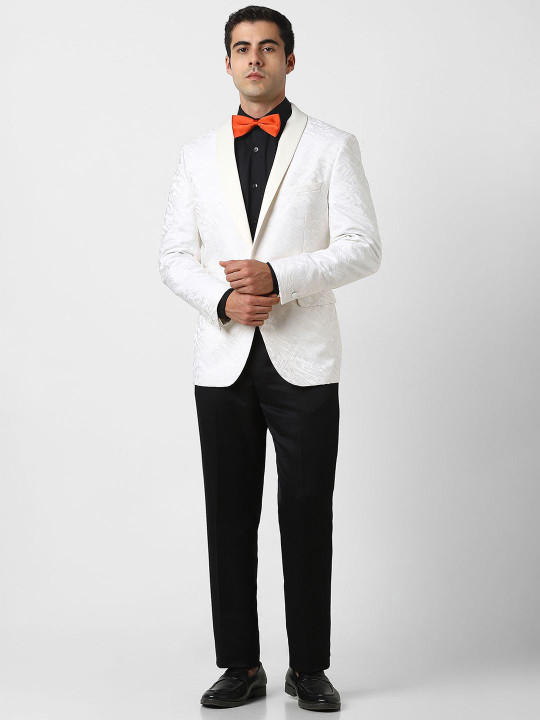 Van Heusen Textured Slim Fit Single Breasted Notched Collar 2-Piece Suit