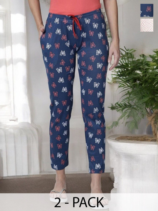 Kryptic Pack Of 2 Printed Pure Cotton Relaxed Fit Lounge Pants