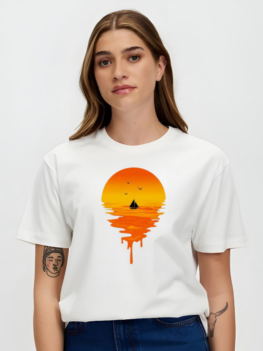 KAIDO Graphic Printed Drop-Shoulder Sleeves Round Neck Oversized Cotton T-Shirt
