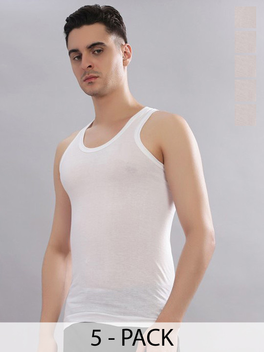 CAVENDERS Pack Of 5 Cotton Basic Innerwear VestsC7 - SWIFT---5- ---85