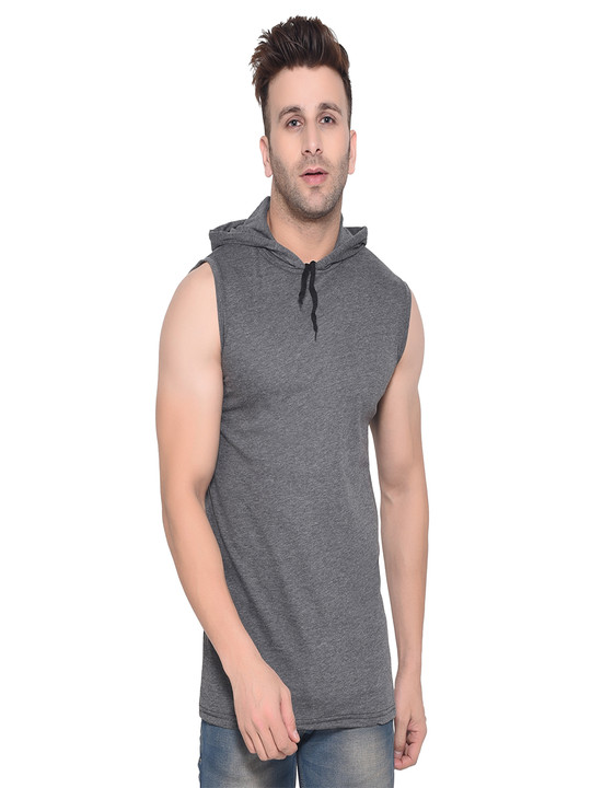 BEYOU FASHION Hooded Sleeveless Slim Fit T-shirt