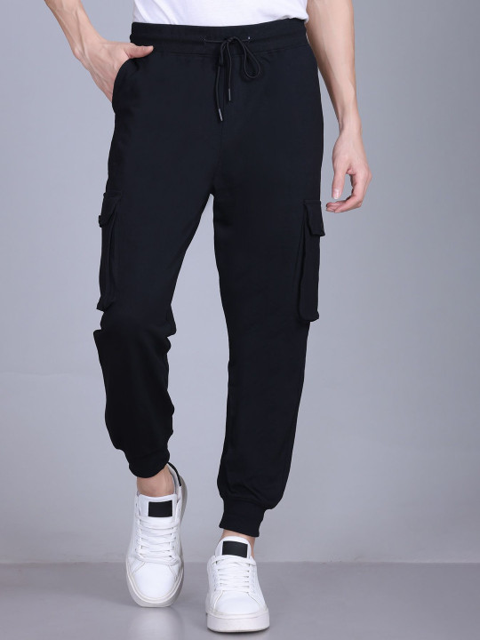 PULAKIN Men Cotton Mid-Rise Stretchable Joggers