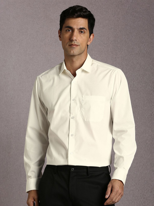 Louis Philippe Spread Collar Cotton Shirt