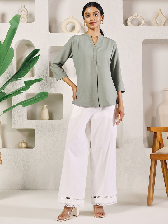 FIORRA Women Hem Design Lace Palazzos