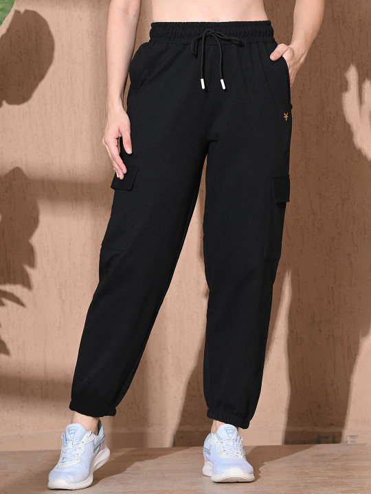 Women Cotton Mid-Rise Joggers