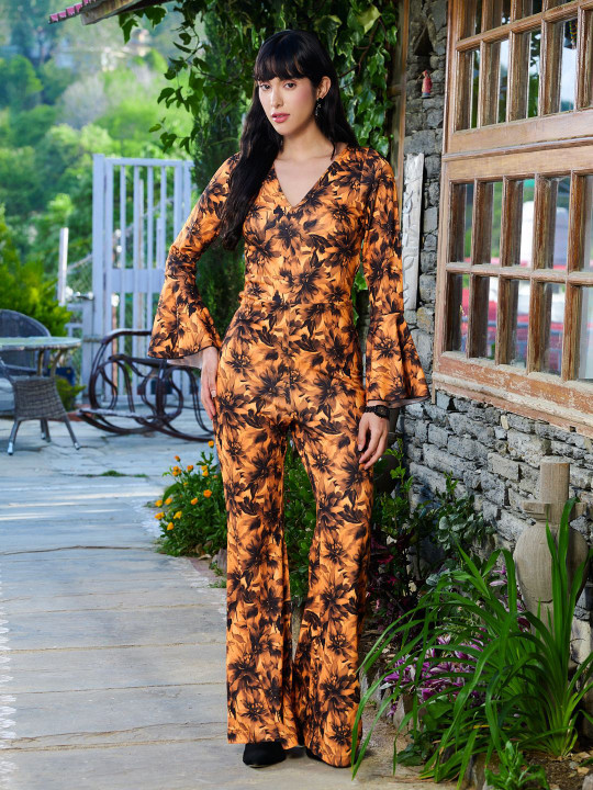 TANDUL Printed V-Neck Basic Jumpsuit