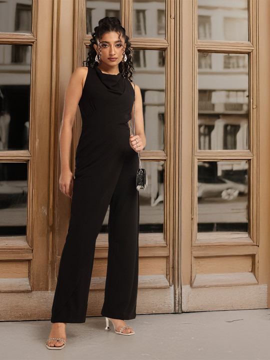 glitchez Cowl Neck Styled Back Party Basic Jumpsuit
