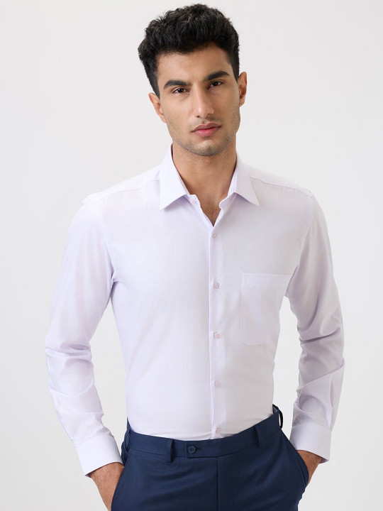 Raymond Men Solid Spread Collar Cotton Formal Shirt