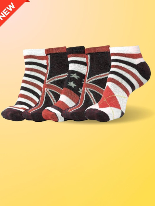 MJE Men Pack Of 5 Patterned Ankle Length Socks