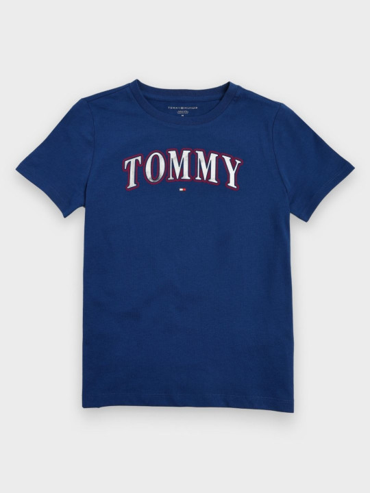 Tommy Hilfiger Girls Brand Logo Printed Round Neck Cotton T-shirt