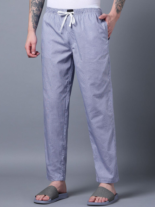 DON VINO Men Checked Pure Cotton Lounge Pants