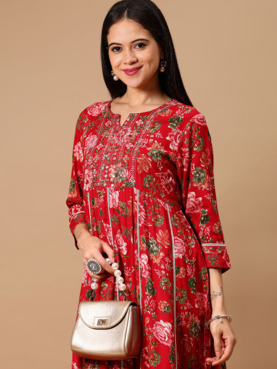 V-Mart Women Printed Embroidered Kurta