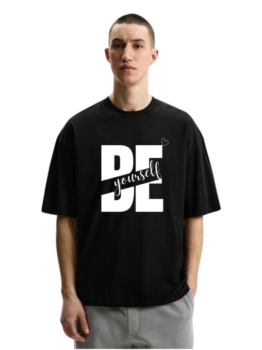 Fashnobic Men Typography Printed Round Neck Cotton Oversized T-shirt