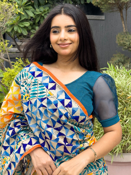 Bindigasm's Advi Round Neck Readymade Saree Blouse