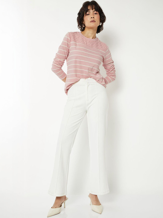 max Women Striped Pure Cotton T-shirt