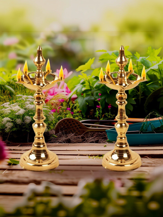 Denique 2-Pcs Textured Panchmukhi Diyas