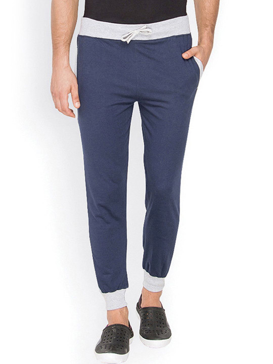 Campus Sutra Men Side-Colourblocked Cotton Mid-Rise Joggers