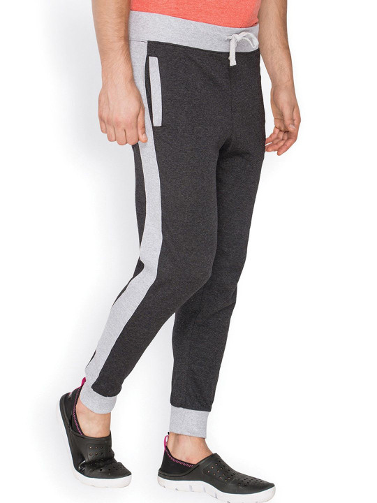 Campus Sutra Men Colourblocked Cotton Mid Rise Joggers