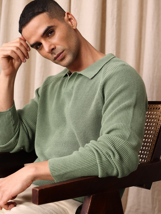 Mr Bowerbird Liberal Fit Ribbed Pure Cotton Sweater
