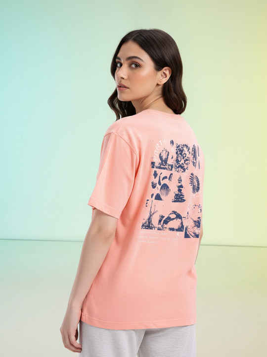 HRX by Hrithik Roshan Women Printed Drop-Shoulder Sleeves Relaxed Lifestyle T-shirt