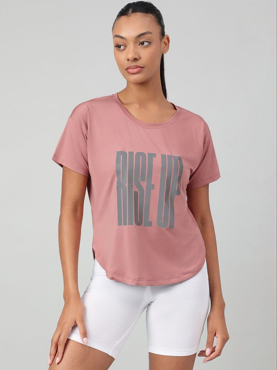 MKH Women Typography Printed Dri-FIT T-shirt