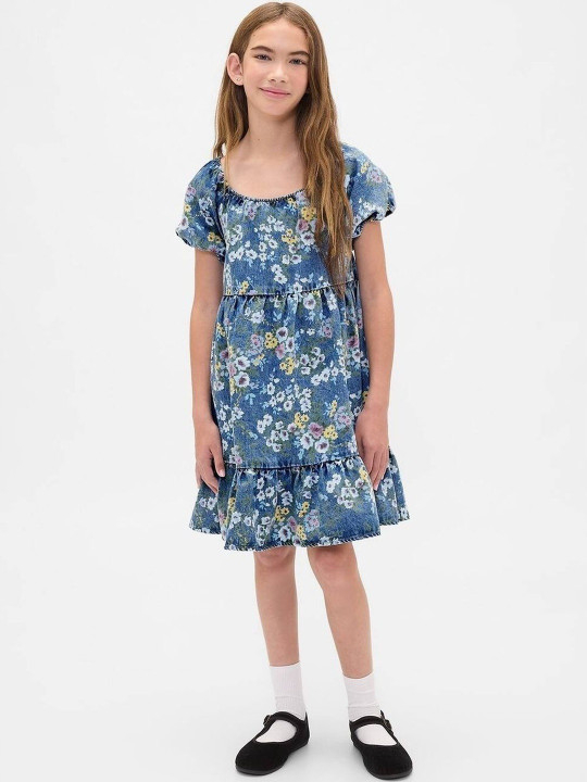 GAP Girls Floral Puff Sleeve Tiered Dress