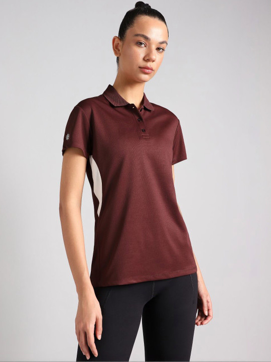 CULT Women's Maroon True Performance Polo T-shirt