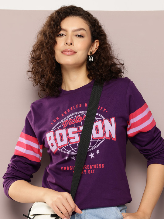 DILLINGER Womens Oversized Long Sleeve Printed Tshirt
