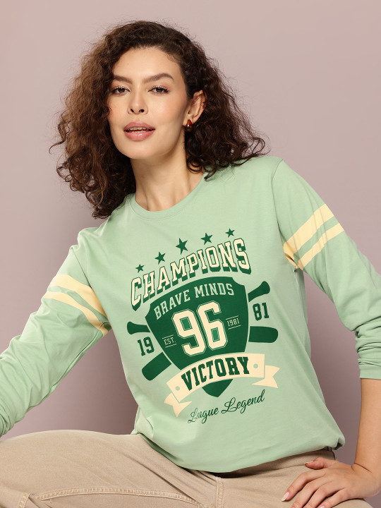 DILLINGER Womens Oversized Long Sleeve Printed Tshirt