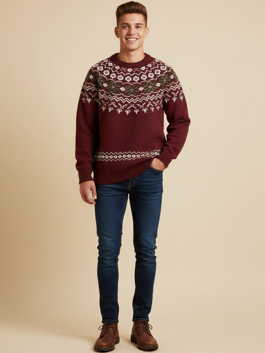 Mast & Harbour Men Fair Isle Printed Pullover
