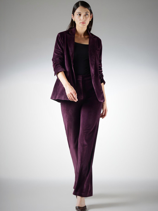 FABLE STREET Notched Lapel Collar Neck Blazer With Trousers Co-Ords