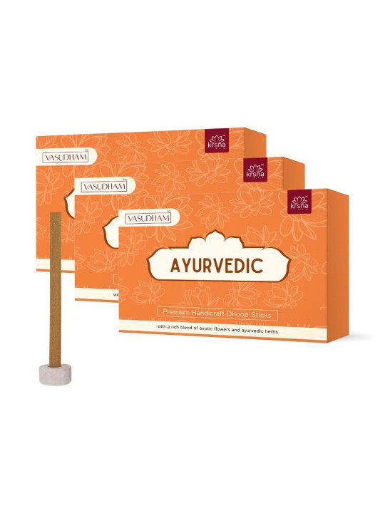 VASUDHAM 3Pcs Brown Eco-Friendly 100%-Natural Incense Sticks