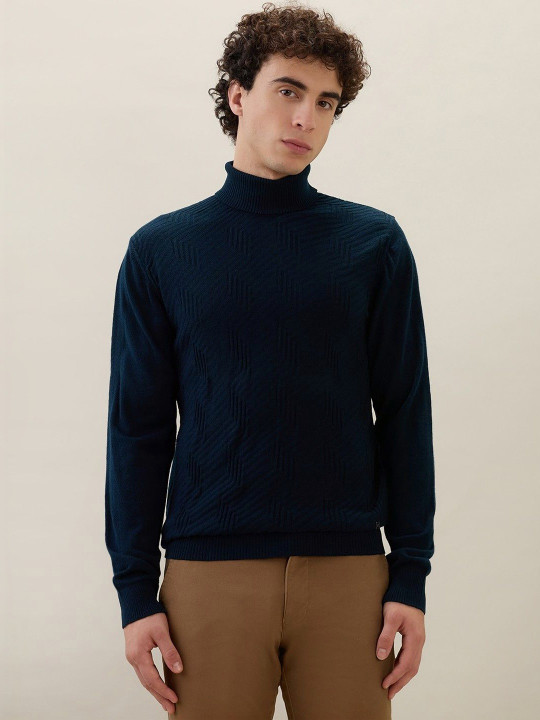 Raymond Self Design Contemporary Fit Turtle Neck Pullover