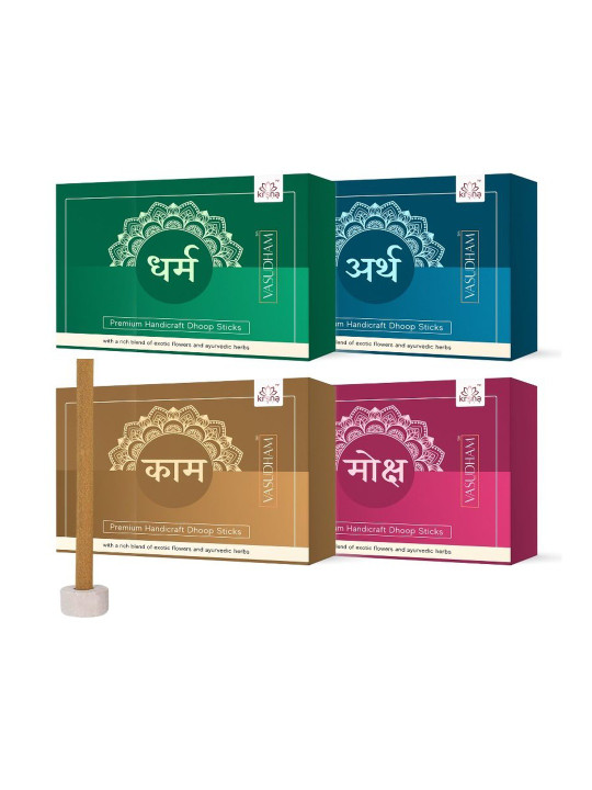 VASUDHAM 4Pcs Brown Eco-Friendly 100%-Natural Incense Sticks