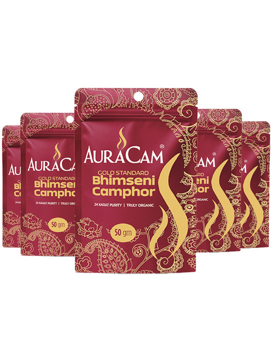 AuraCam 5-Pcs White Camphor Pooja Essentials- 50 gm Each
