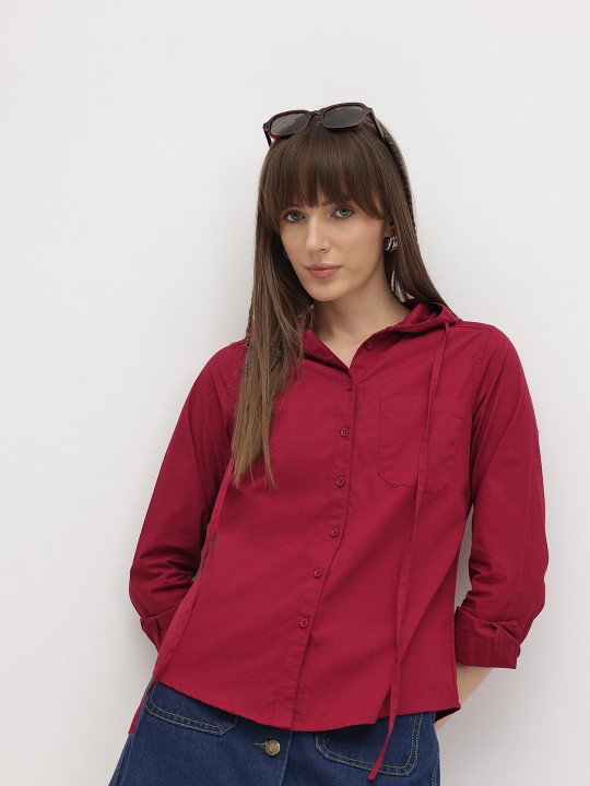 The Life Co. Pure Cotton Classic Casual Hooded Shirt