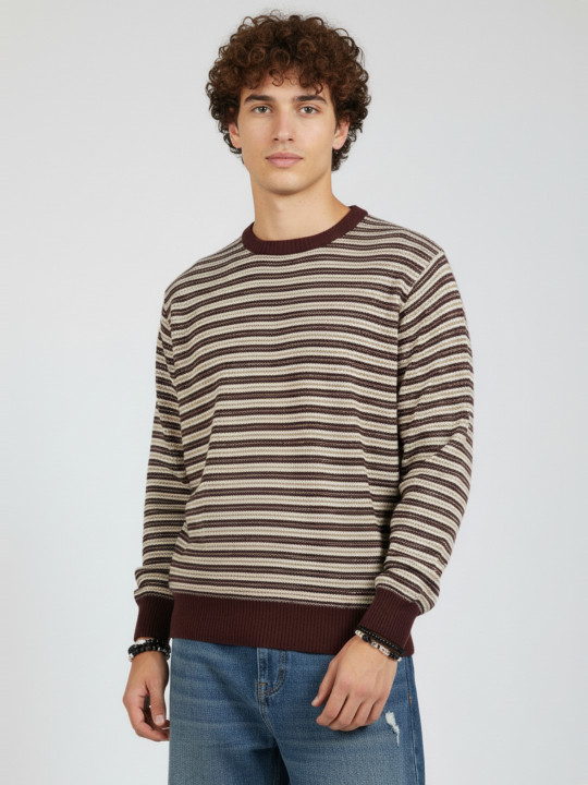 glitchez Self-Striped Relaxed Pullover