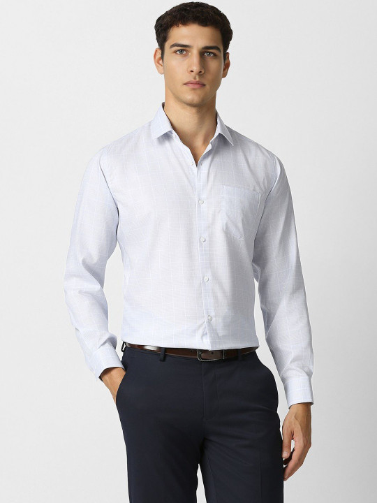 Van Heusen Men Windowpane Checks Checked Formal Shirt