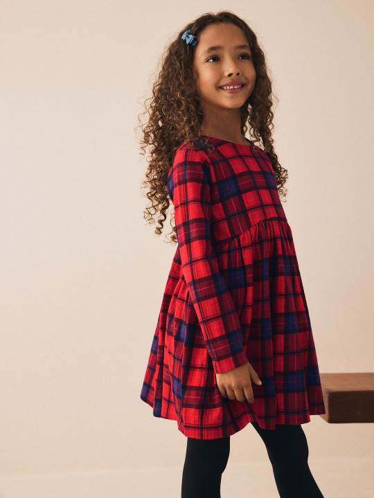 NEXT Girls Checked Cotton A-Line Dress