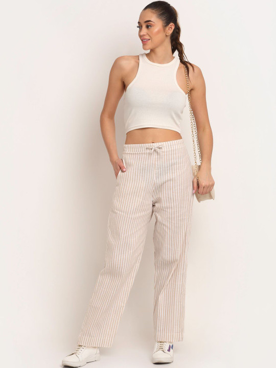 Enchanted Drapes Women Striped Culottes Trousers